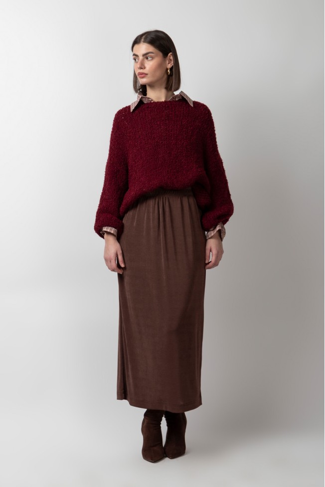 MIDI SKIRT WITH ELASTIC WAIST